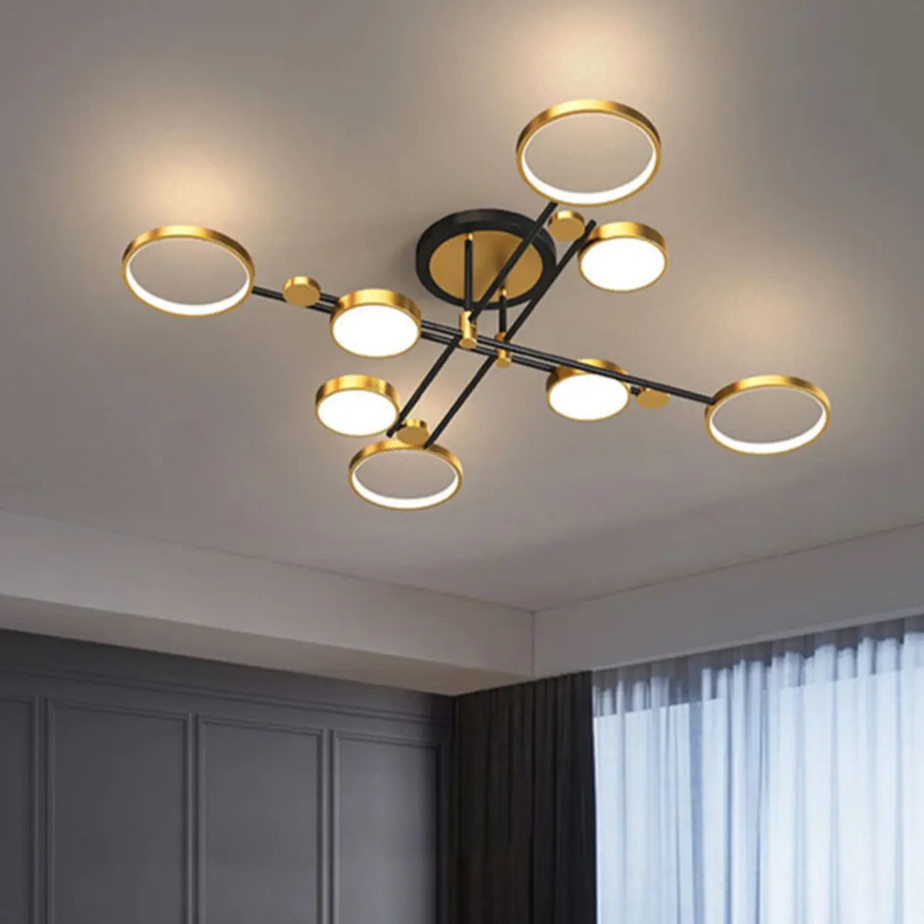 Modish Geometric Circular Dimmable Semi Flush LED Ceiling Light