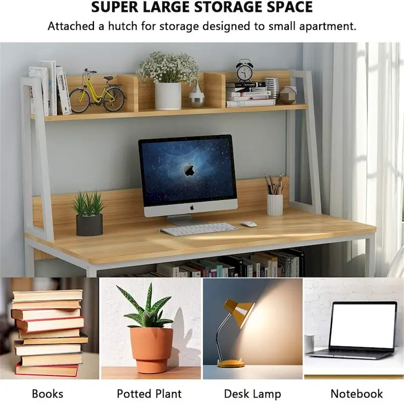 47 InchesComputer Desk with Hutch and Bookshelf, Home Office Desk