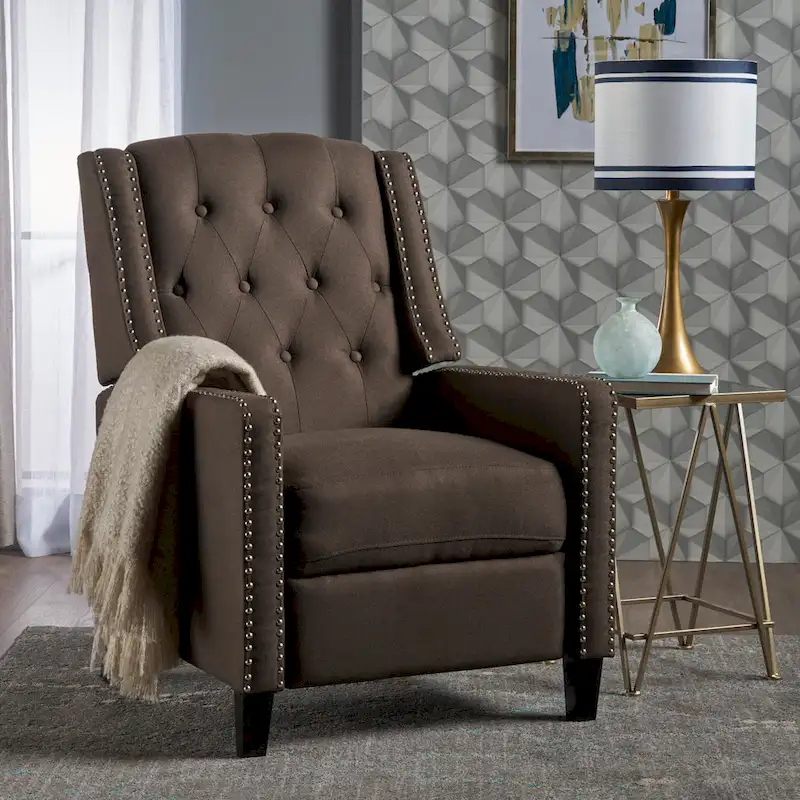 Classic Fabric Push Back Chair, Elegant Recliner for Living Room, Bedroom
