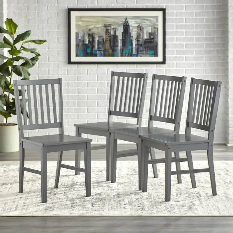 Solid Rubberwood Slat Back Dining Chairs – Espresso / Black / White / Charcoal Grey