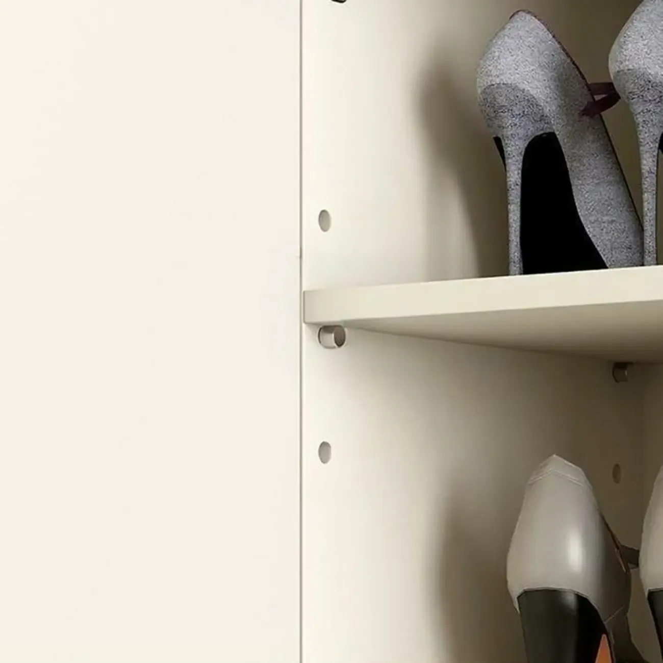 Entryway White Wooden Fluted Front Shoe Cabinet