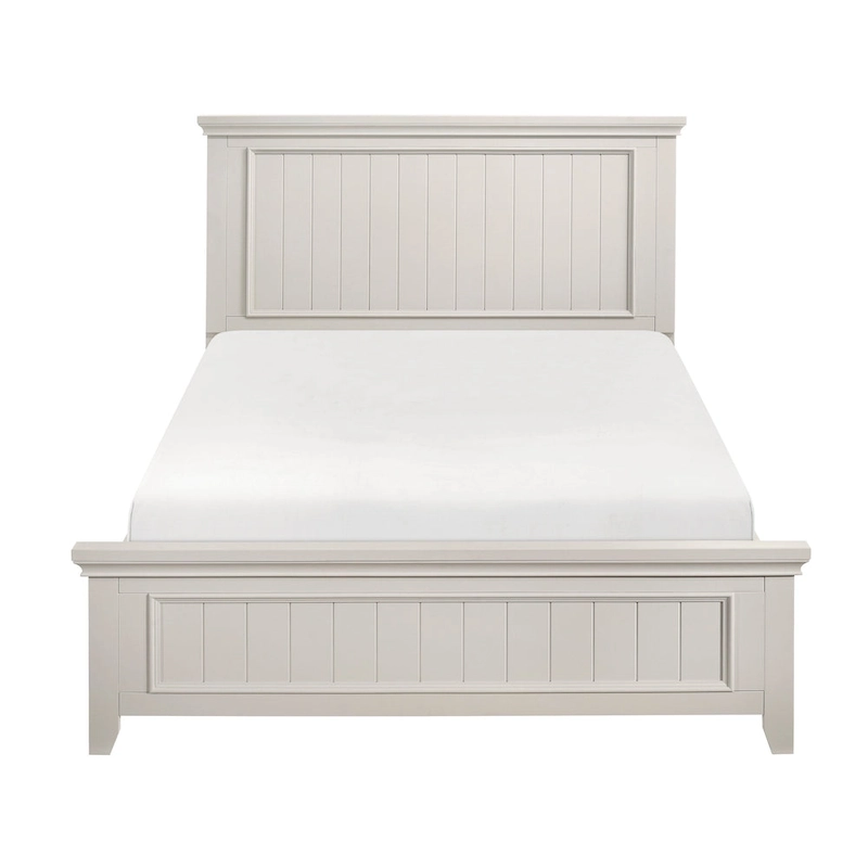 Off White Finish Wooden Panel Bed 1pc
