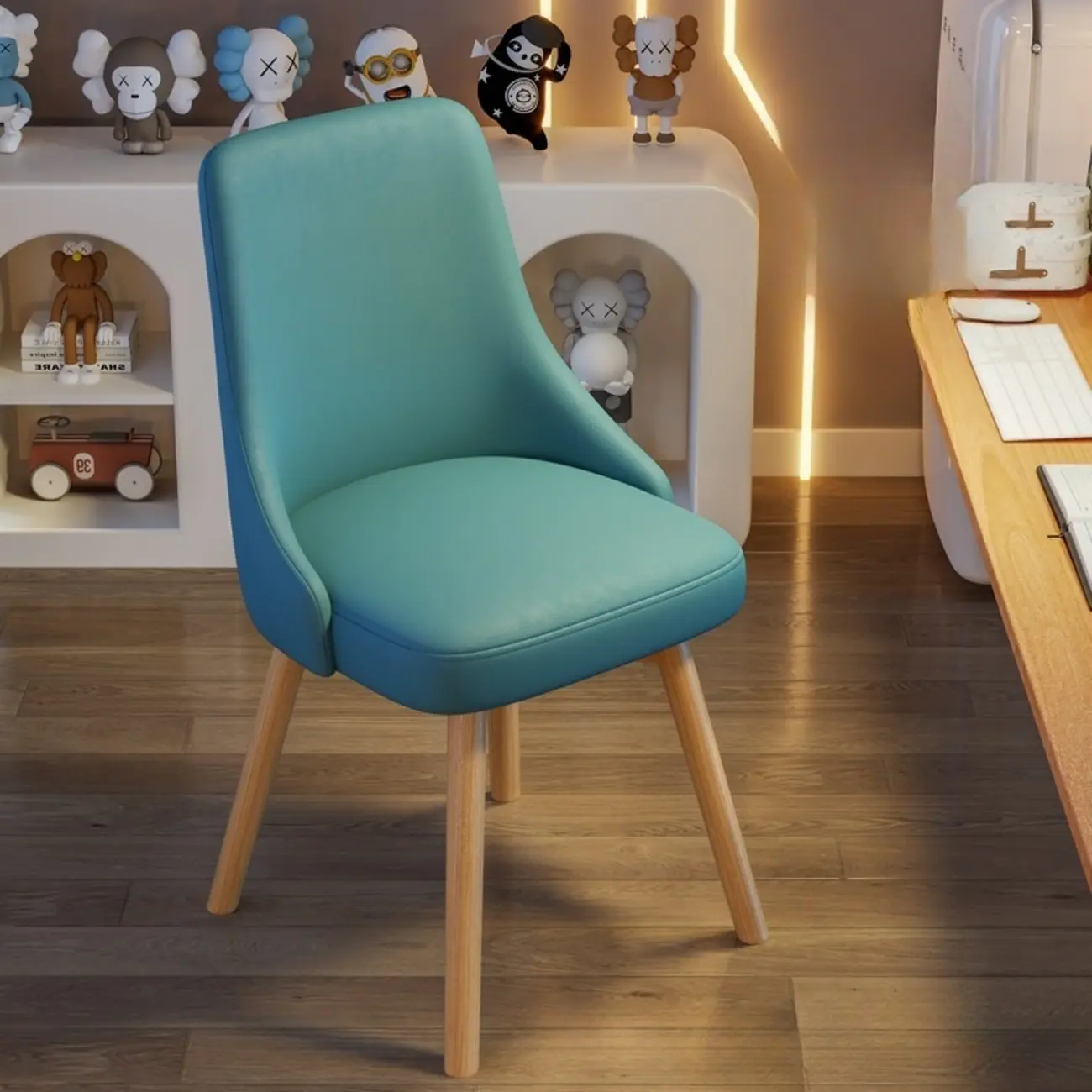 White Fabric Upholstered Solid Back Dining Chair