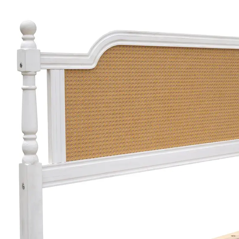 Traditional Style Rattan Bed Frame, No Box Spring Needed