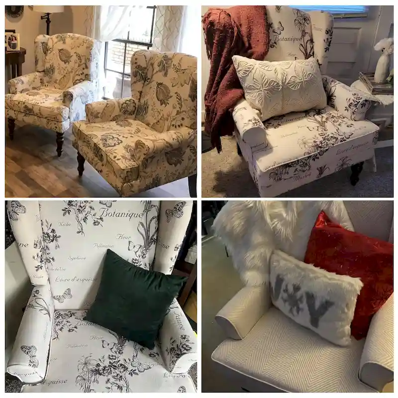 Upholstered Polyester Accent Armchair with Spiral Wood Legs and High-Resilient Cushion