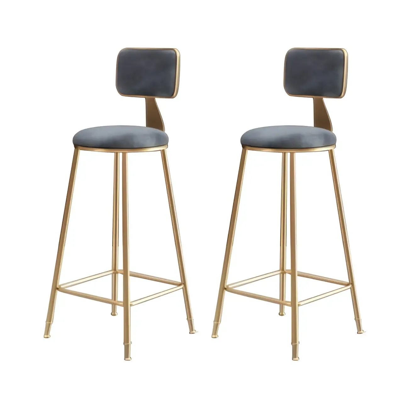 Round Velvet Upholstered Counter Bar Stools