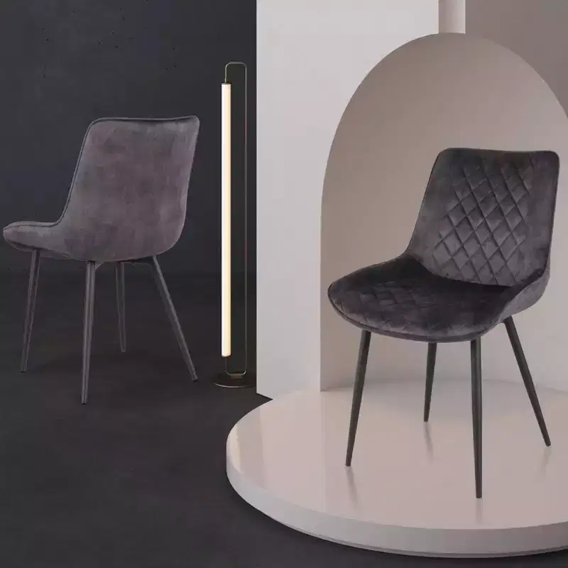 Brassex Set of 2 Fabian Dining Chairs Dark Gray