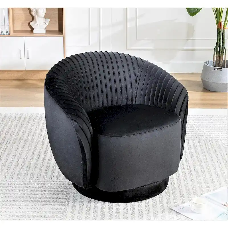 Modern Barrel Swivel Accent Chair with Plush Velvet Upholstery