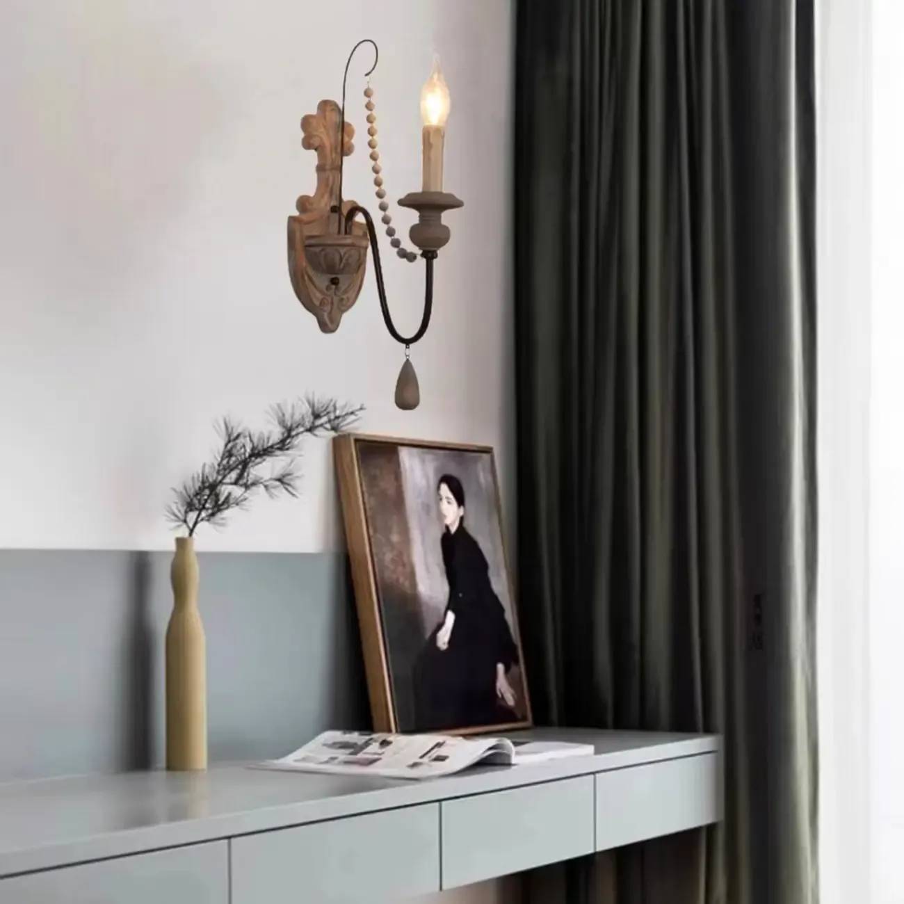 Vintage Candelabra Crystal Wall Sconce for Indoor Lighting