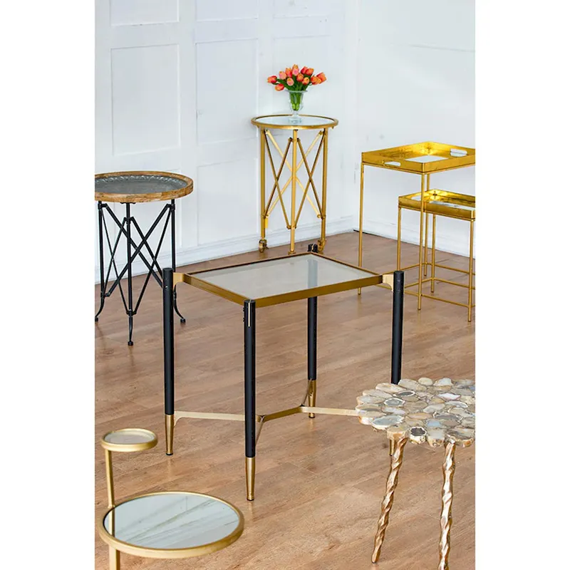A&B Home Park View Matte Black and Gold Rectangle Occasional Table