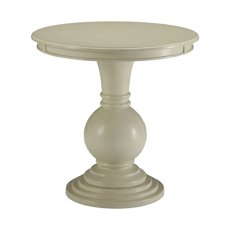Antique White Round Wood Top Pedestal Side Table