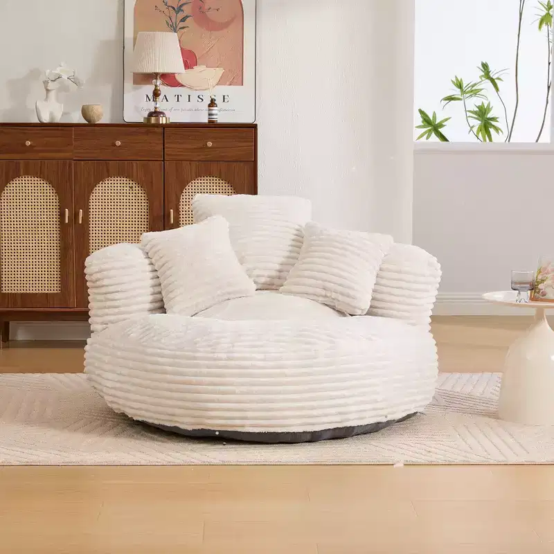 Bean Bag Sofa for Adults Kids, Oversized Corduroy Bean Bag Chair with 3 Pillows & Armrest for Living Room Bedroom - ModernLuxe