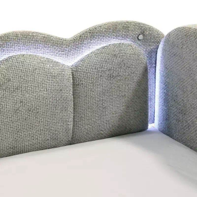 GDFStudio Charlotte Modern Wood Upholstered LED Daybed with Trundle