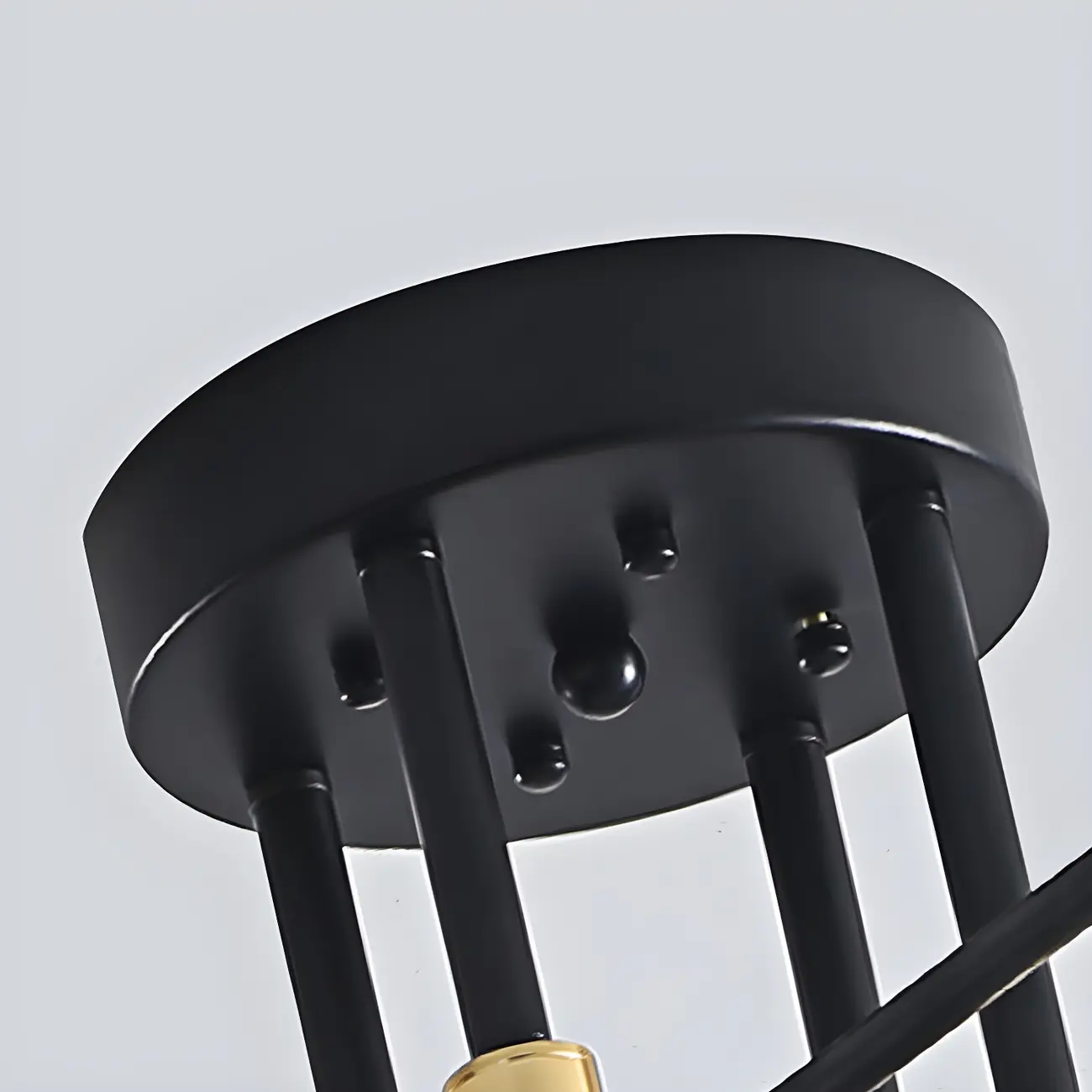 Modern Industrial Black Gold Sputnik Semi Flush Ceiling Light