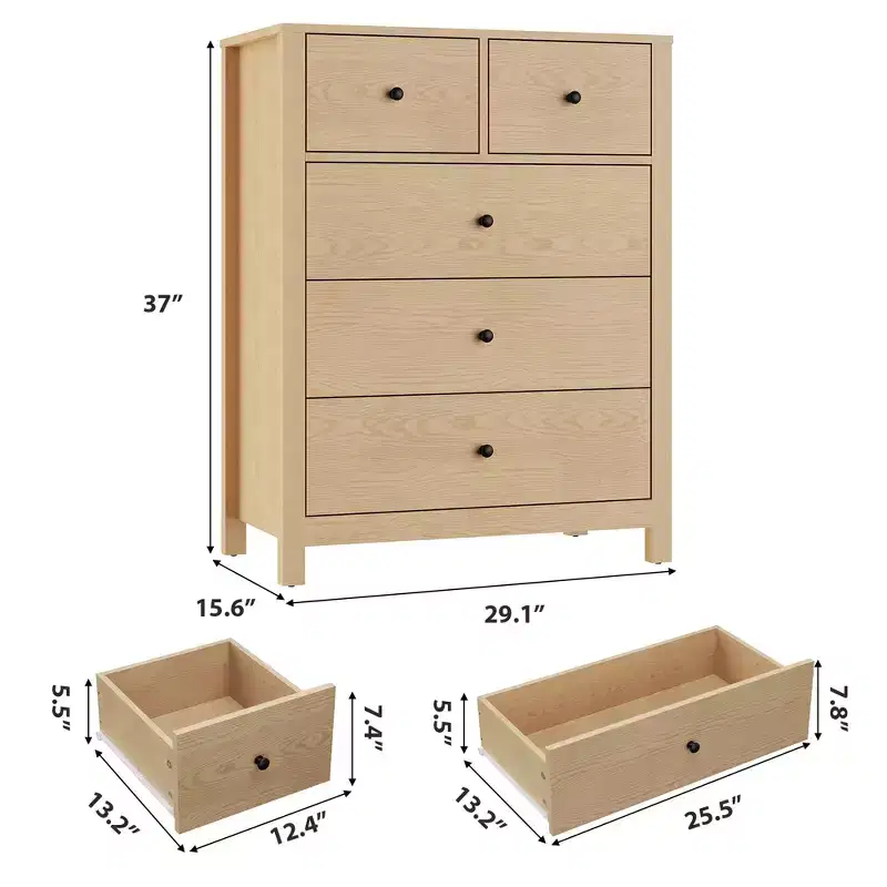 Acekool 5 Drawer Dresser, Tall Modern Chest Organizer with Storage Drawers for Bedroom, Entryway, or Home Office