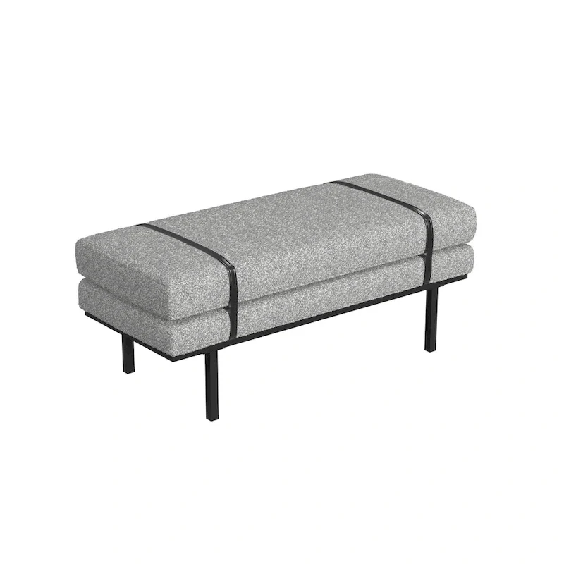 HomePop upholstered Bench with Metal Base - Cream Boucle