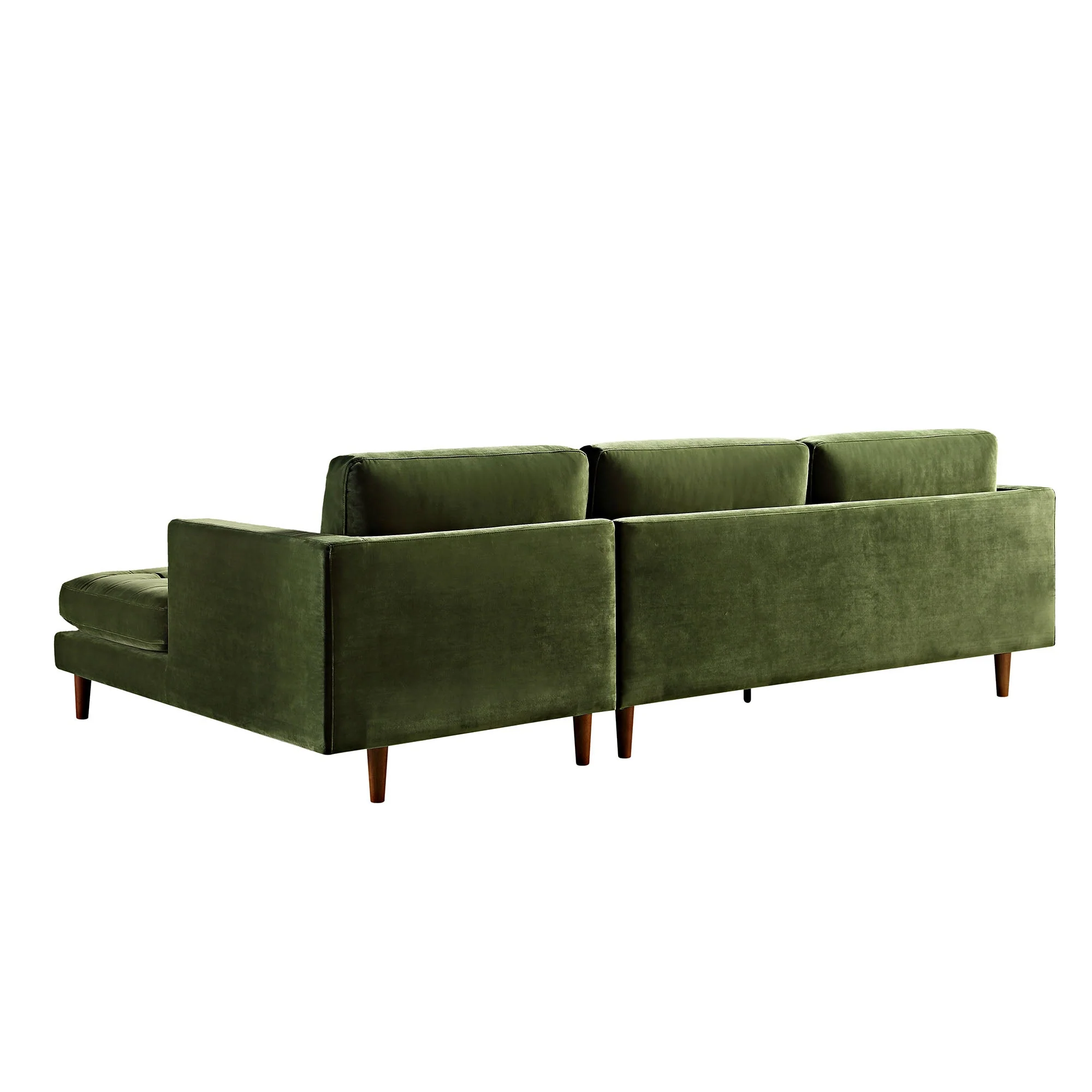 Moss Green Velvet Grand 4-Seater Chaise End Sofa, Right Hand Facing