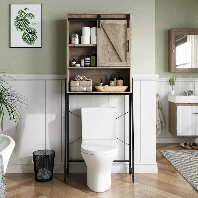 Over-The-Toilet Storage Cabinet Bathroom Organizer with Adjustable Shelf