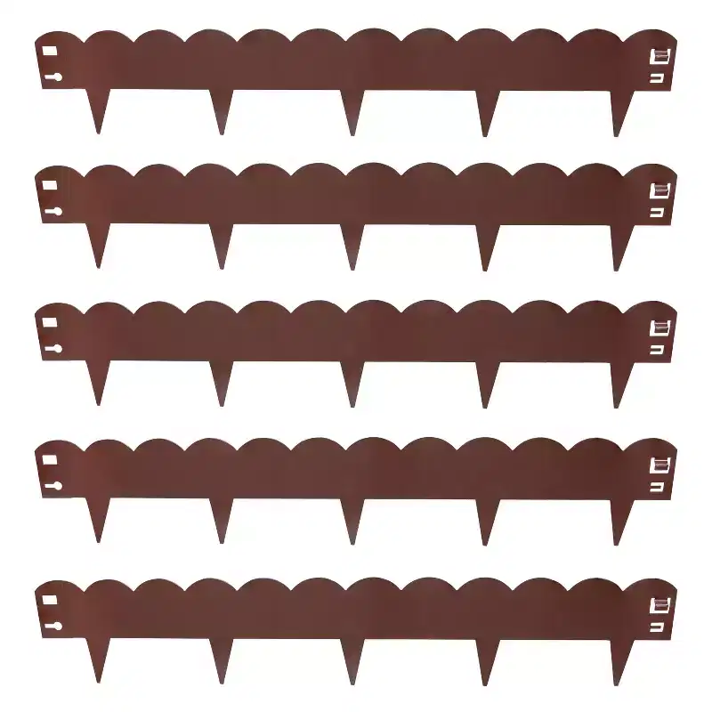 Sunnydaze Outdoor Lawn and Garden Heavy-Duty Steel Scalloped Metal Flexible Landscape Edging Borders - 16' - 5pk