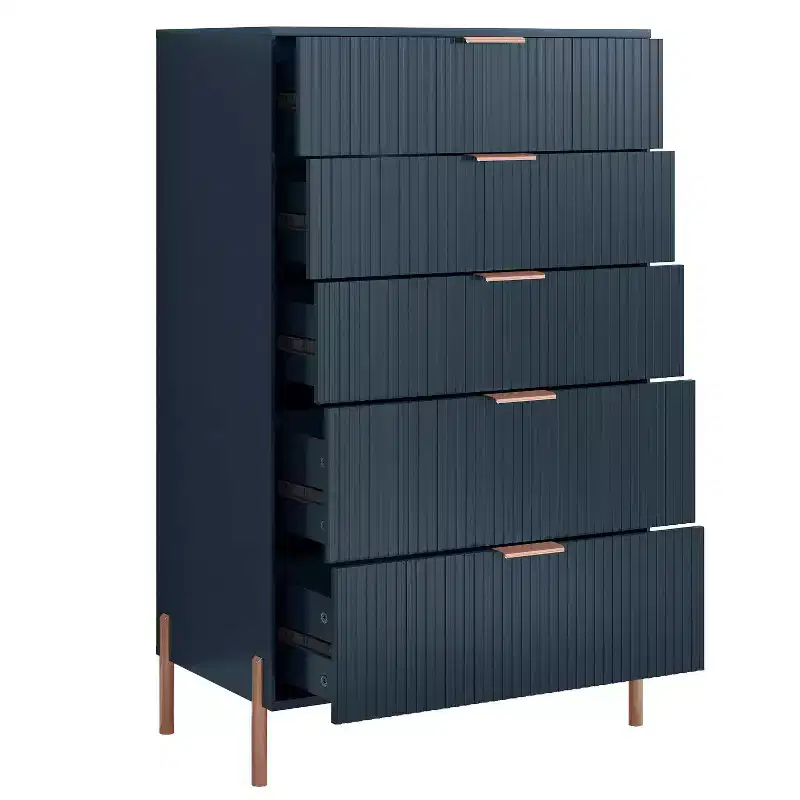 Festivo 4pc Modern Elegance Bedroom Chest and 6 Drawer Dresser and 3 Drawer Nightstands Set