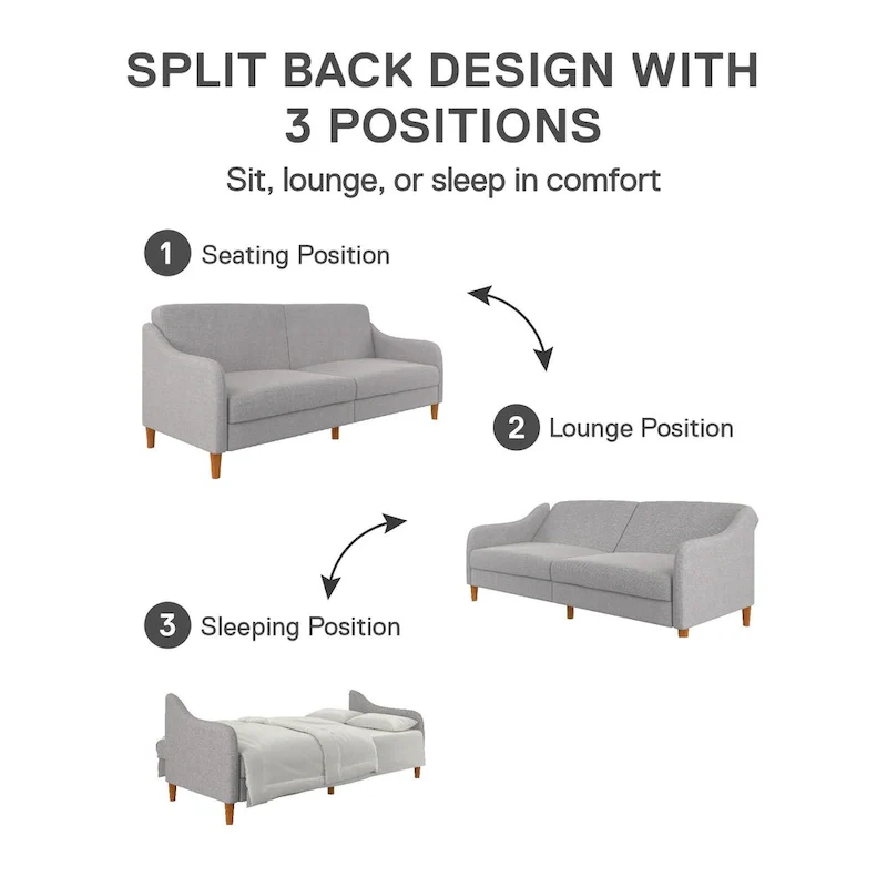 Convertible Coil Futon with Linen Upholstery