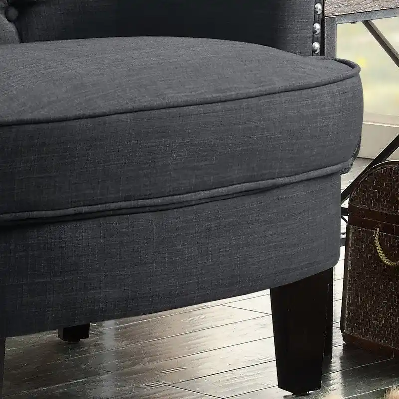 Moser Bay Mignon Velvet / Linen 30  Wide Tufted Wingback Accent Chair