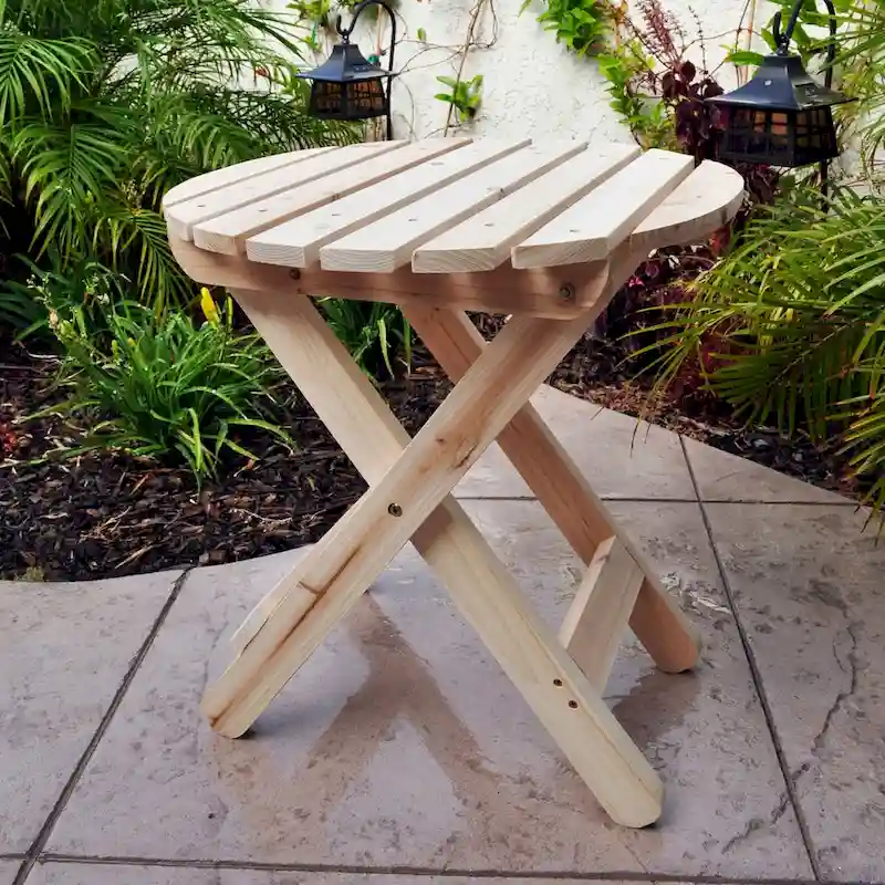 Remedy 19 Assembled Cedar Wood Round Collapsible Folding Table
