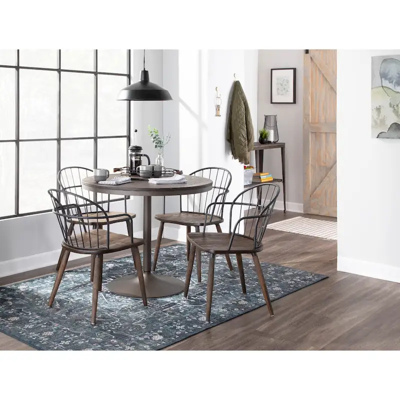 Ellul Industrial Chair in Dark Walnut Wood and Black Metal - N/A