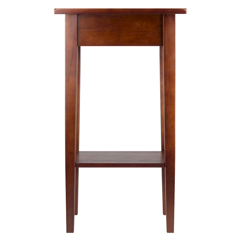 29.5  Warm Antique Walnut Accent Table with Drawer and Shelf