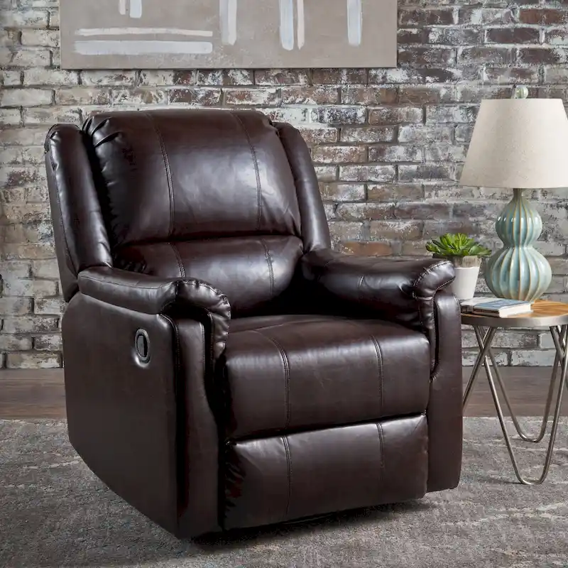 Jennette Faux Leather Swivel Gliding Recliner by Christopher Knight Home