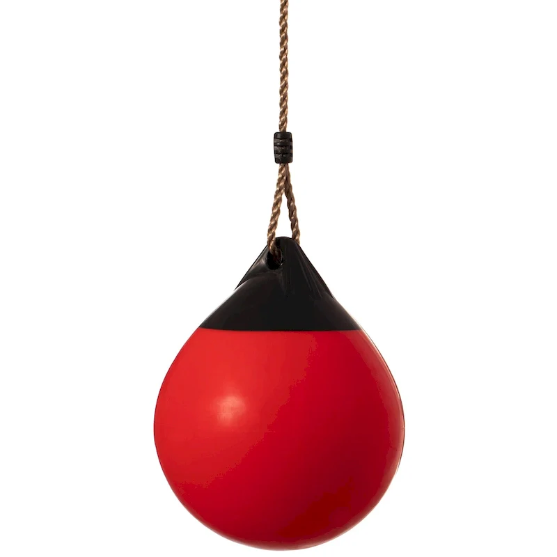 Red Outdoor Patio Playground Hanging Adjustable Ball Round Swing, Inflatable Heavy Duty Rubber Round Swing Ball, Pump Included
