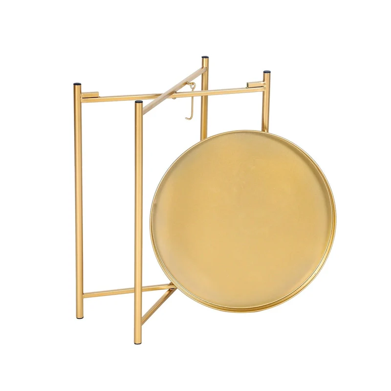 Gold End Table Metal Waterproof Snack Beside Table Accent Coffee Table - 16.9(D)x 16.9(W)x 20.5(H)