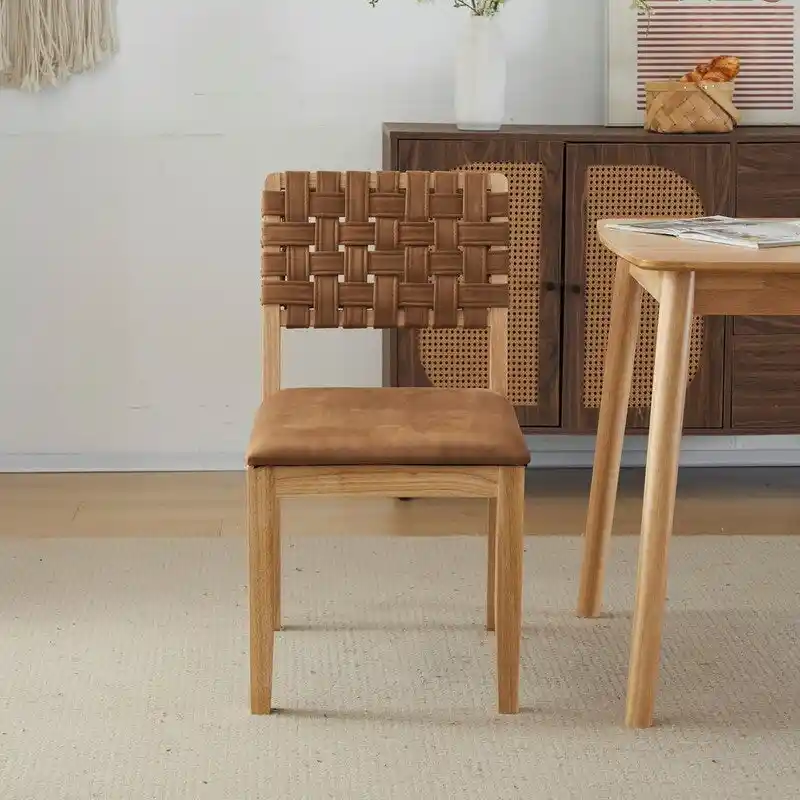 Mid Century Modern Wooden Dining Chairs Set of 2