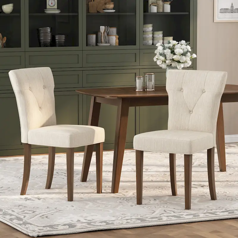 Chastin Farmhouse Rubberwood Upholstered Dining Chair (set of 2) by Christopher Knight Home