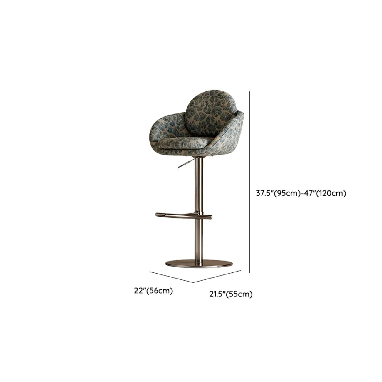 Modern Swivel Fabric Upholstered Bar Stools Stainless Steel