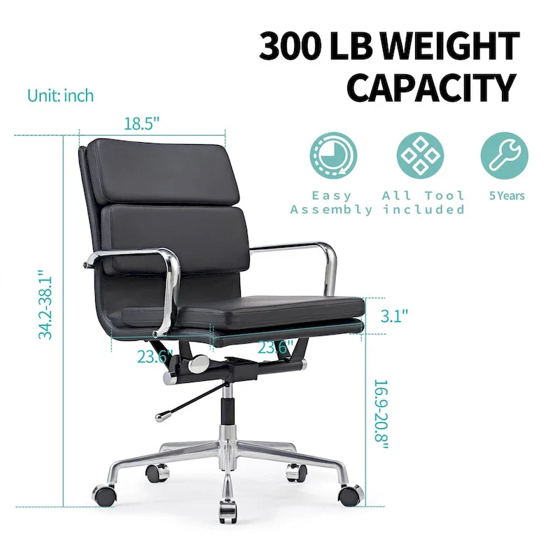Office Chair PU Leather Adjustable ErgoChair with Thickened Cushion - N/A