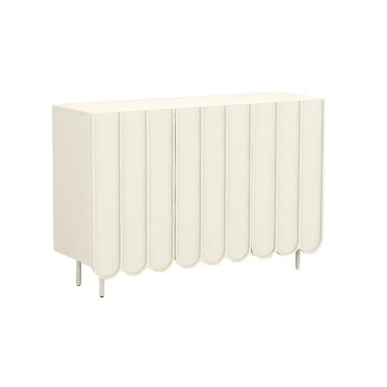 Entryway White Wooden Fluted Front Shoe Cabinet