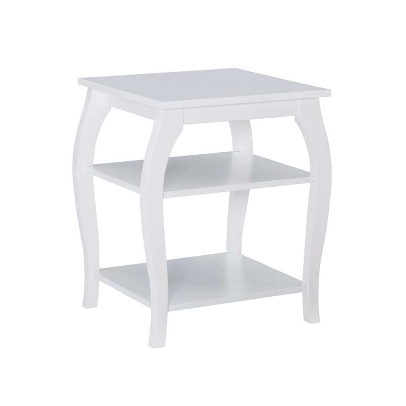 Ingrid Wood Farmhouse Side Table with 2 Shelves