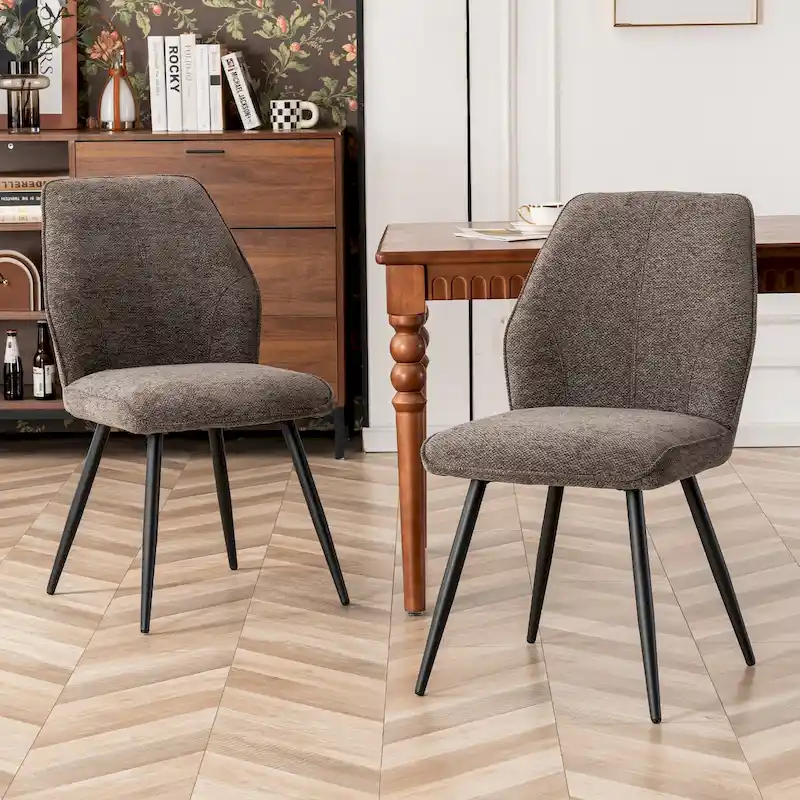 Mid Century Modern Armless Fabric Dining Room Chairs Set of 2