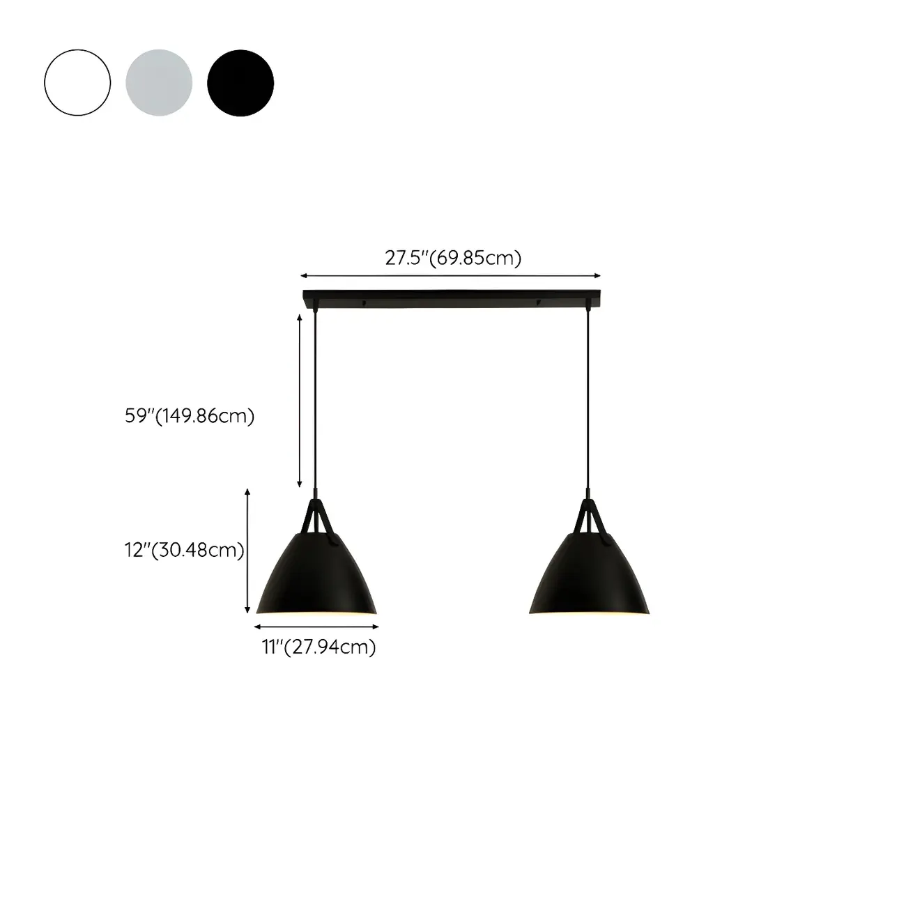 Modern Black Metal Adjustable Kitchen Island Pendant Light