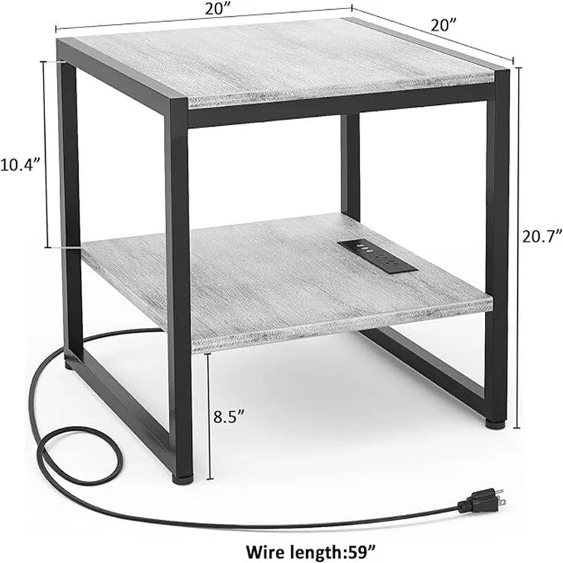 End Table with Charging Station - 20D x 20W x 20.7H