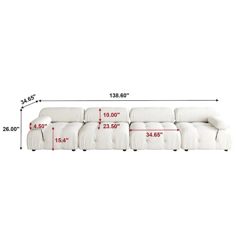 Velvet Fabric Upholstered Modular Sectional Sofa Modern Couch