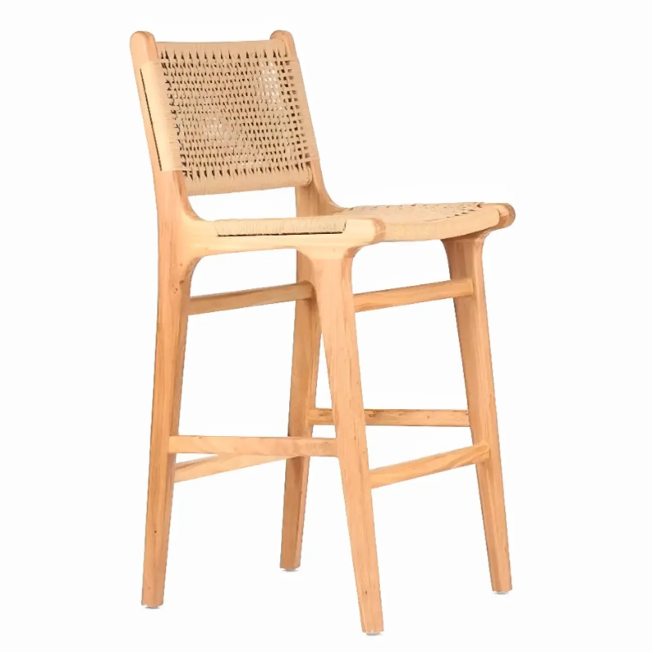 Modern Square Rattan Seat Counter Height Stools with Back