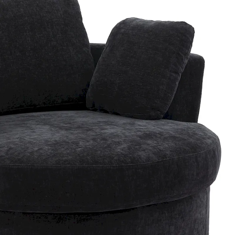 Upholstered Swivel Barrel Armchair Club Chair With Metal Base