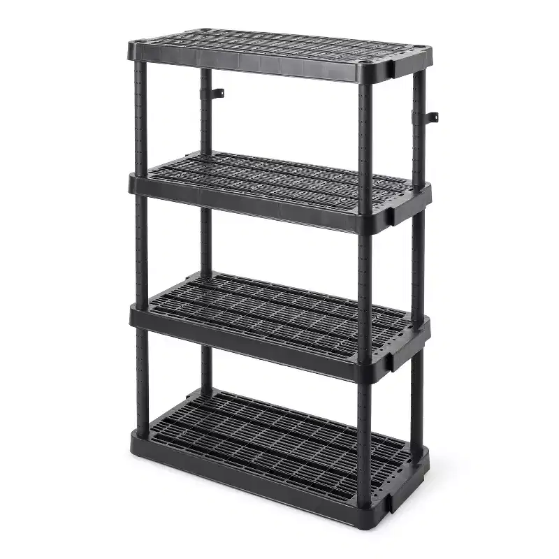 Gracious Living 4 Shelf Adjustable Ventilated Heavy Duty Shelving Unit 14 x 32 x 54 Organizer System for Home, Garage, Basement, and Laundry, Black
