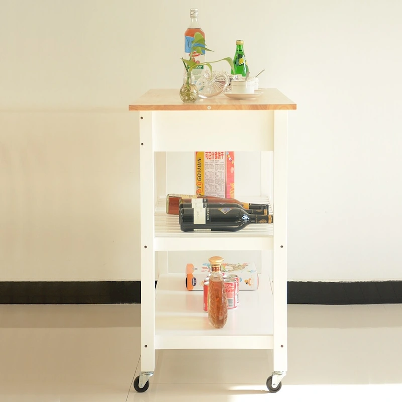 MDF Kitchen Cart with Two Lockable Wheels