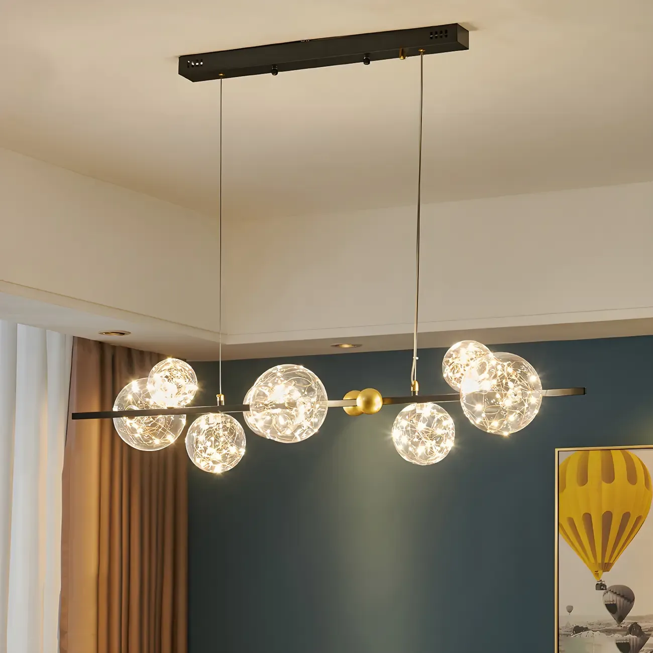 Dining Area Modern Glass 8-Light Globe Chandelier