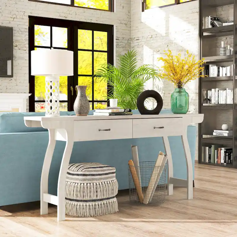 Jessica Contemporary White Oak 70-inch 2-Drawer Console Table by Furniture of America