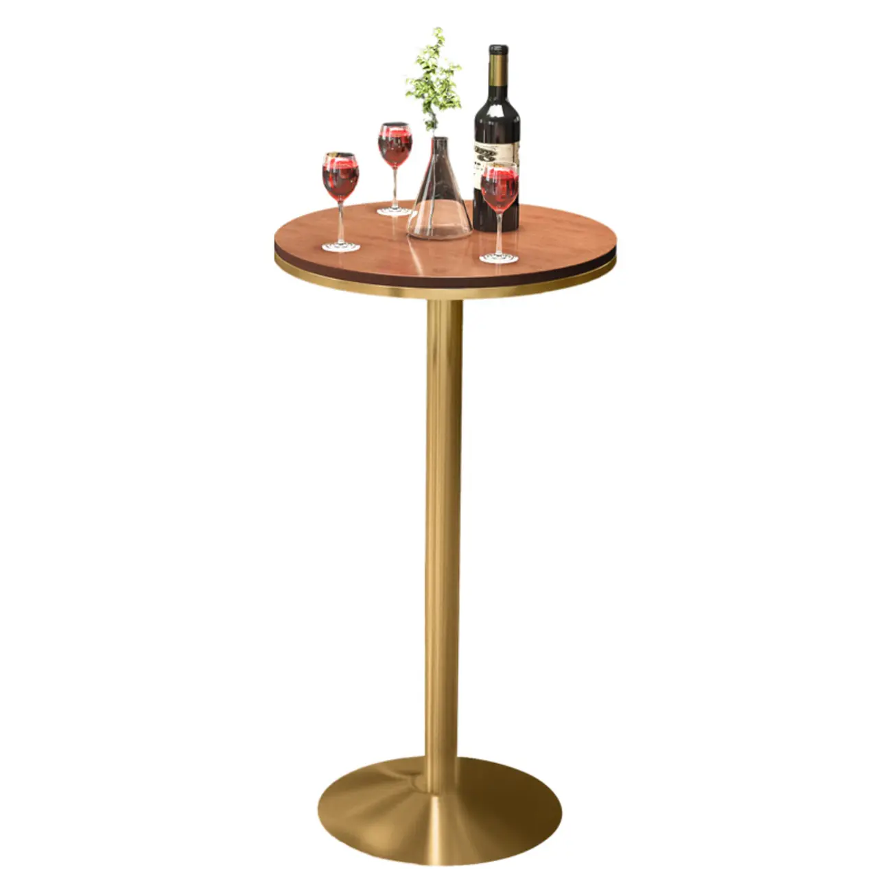 Small Round Golden Base Bar Table Stone Top 2 Seat