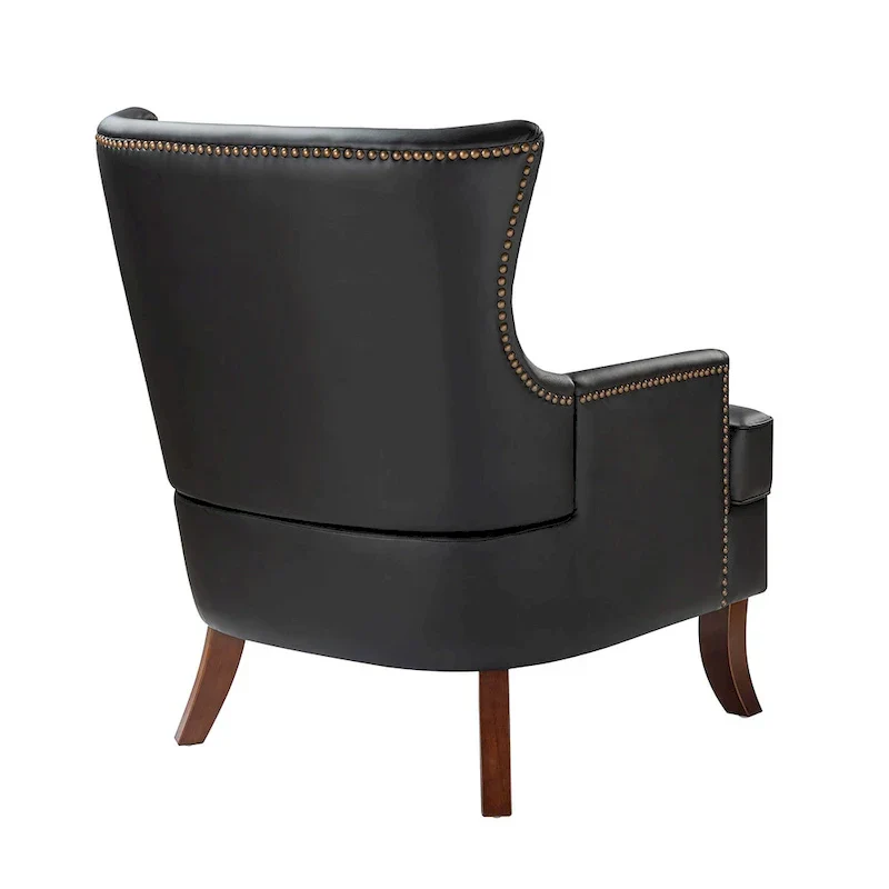 Angeles Mid-century Modern Ergonomic Vegan Leather Armchair with Wingback Set of 2 by HULALA HOME